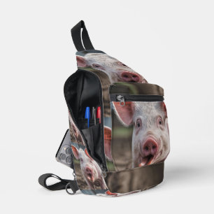 Glückliches Weißes Schwein Zungenstupser, Crossbody Bag