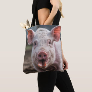 Glückliches weißes Schwein Zungenstupser, Tasche