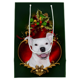Glückliches weißes Weihnachtsgeschenk Mittlere Geschenktüte