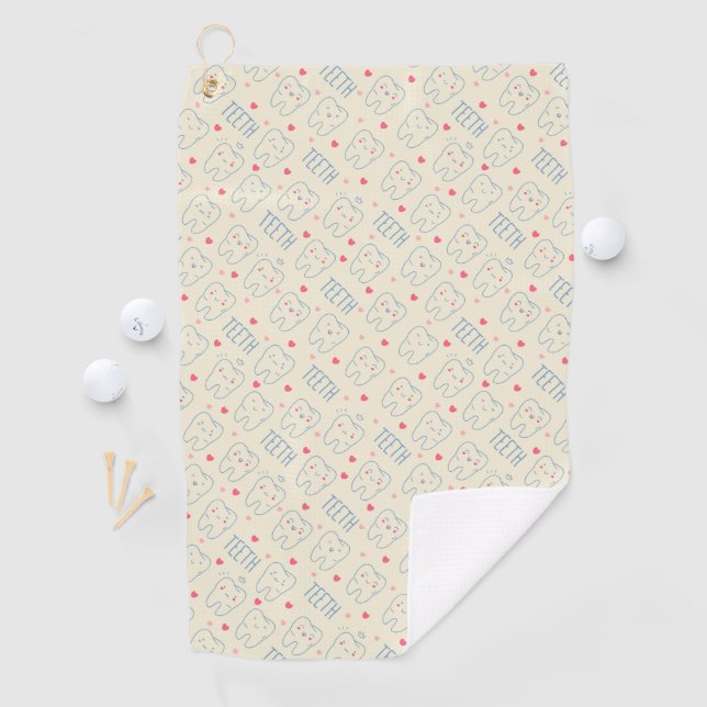 Glückliches Zahn-Pastellmuster Golfhandtuch (Insitu)