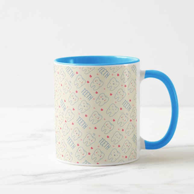 Glückliches Zahn-Pastellmuster Tasse (Rechts)