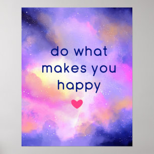 Glückliches Zitat auf einem kosmischer Poster