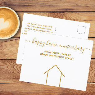 Glückliches Zuhause Jubiläum Gold Immobilienfirma Postkarte
