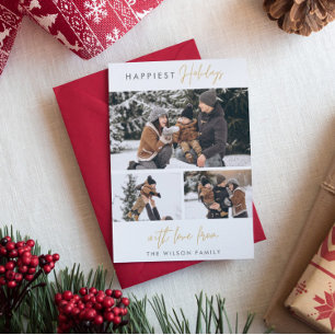 Glücklichste Feiertage Minimalistisches Gold 3 F Feiertagskarte