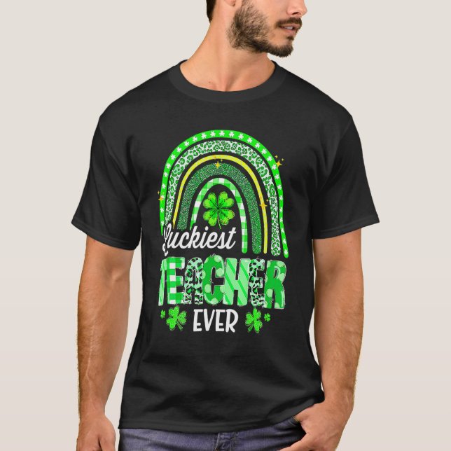 Glücklichster Lehrer je Rainbow Kleeblatt Niedlich T-Shirt (Vorderseite)
