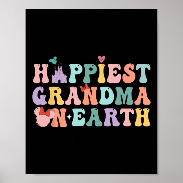 Glücklichstes Oma auf Erden Groovy Mama Muttertag Poster (Vorne)