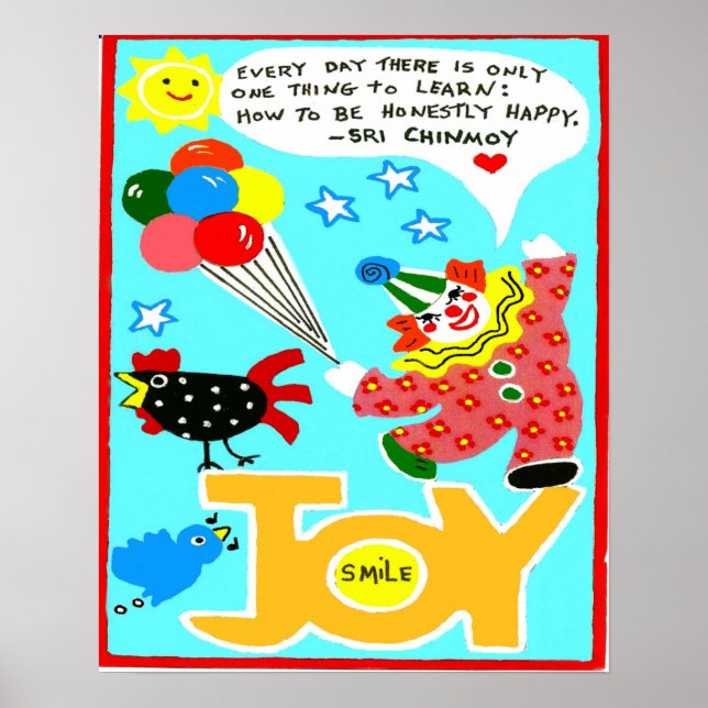 Glückposter mit Clown und Ballons Poster (Vorne)