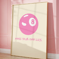 Glücks-8-Ball-Plakat | Rosa Coquette-Wandkunst