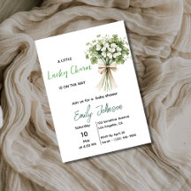 Glücksbringer-Baby-Shower-Einladung Shamrock Grün