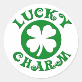 Glücksbringer-grüner/weißer Kreis Runder Aufkleber