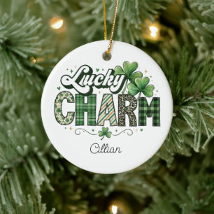 Glücksbringer Süße Stoff-Optik Süßer St. Patricks Keramik Ornament