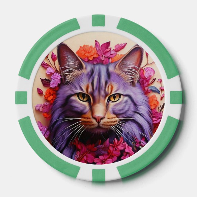 Glückschips für Katzenliebhaber Pokerchips (Vorderseite)