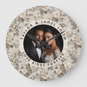 Glückseliger Gardenien-Zauber Moderne Hochzeit Große Wanduhr
