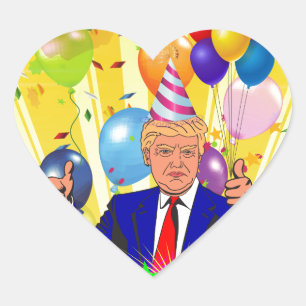 Glücksgeburtstag Donald Trump Herz-Aufkleber
