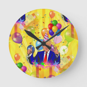 Glücksgeburtstag Donald Trump Runde Wanduhr