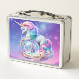 Glücksgedanken-Einhorn-Schloss Metall-Lunchbox Metall Brotdose