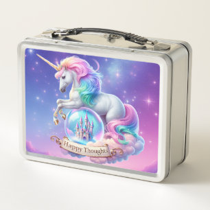 Glücksgedanken-Einhorn-Schloss Metall-Lunchbox Metall Brotdose