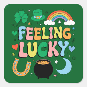 Glücksgefühl St. Patricks Day Charm irischer Kleeb Quadratischer Aufkleber
