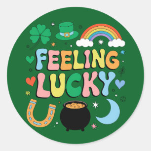Glücksgefühl St. Patricks Day Charm Irish Shamrock Runder Aufkleber
