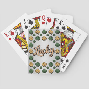Glücksgrüne Goldene Kleeblätter Silber Karte Deck Spielkarten