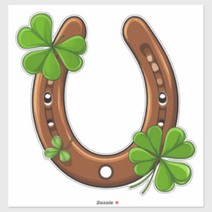 Glückshufeisen mit grünen Shamrocks Aufkleber