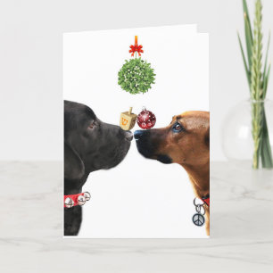 Glückshunde Frohe Weihnachtskarte Feiertagskarte