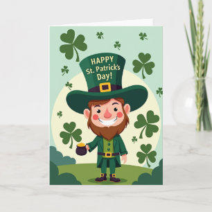 Glückskarte mit Shamrock-Kobold Karte