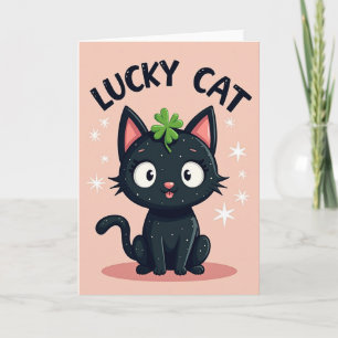 Glückskarte Schwarze Katze Stern Karte