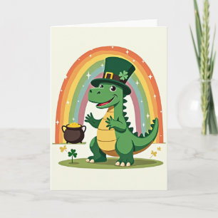 Glückskarten-Dino mit Regenbogen Karte