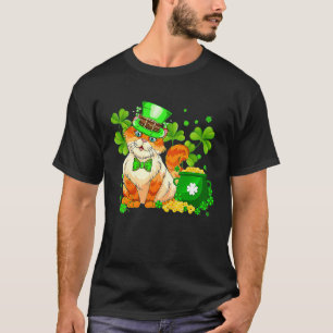 Glückskatze Irisches Kleeblatt Glück St. Patricks T-Shirt