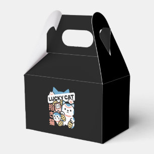 Glückskatze-Kunst – Maneki Neko mit Goldmünze Geschenkschachtel