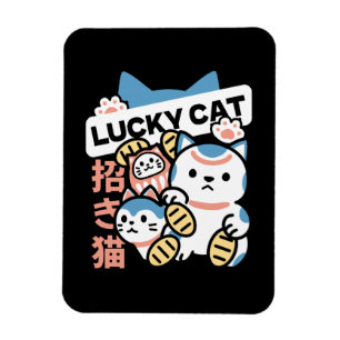 Glückskatze-Kunst – Maneki Neko mit Goldmünze Magnet