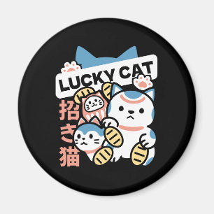 Glückskatze-Kunst – Maneki Neko mit Goldmünze Magnet