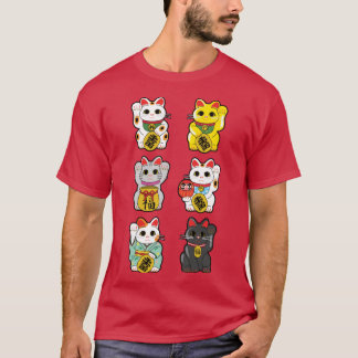 Glückskatze Maneki Neko Familie Retro T-Shirt