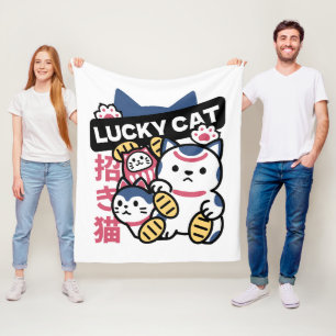 Glückskatze Maneki Neko – Japanische Glückskatze  Fleecedecke