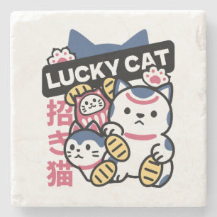 Glückskatze Maneki Neko – Japanische Glückskatze Steinuntersetzer