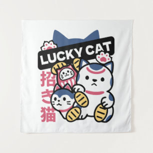 Glückskatze Maneki Neko – Japanische Glückskatze Wandteppich