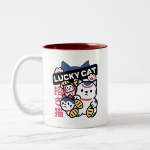 Glückskatze Maneki Neko – Japanische Glückskatze Zweifarbige Tasse