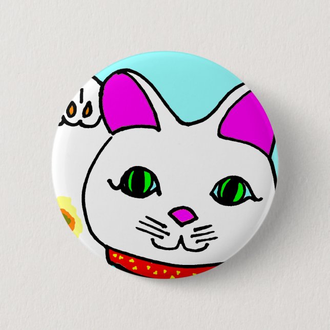 Glückskatze Maneki Neko Kitty Button (Vorderseite)