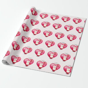 Glückskatze mit Liebe Geschenkpapier