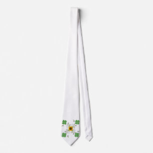 Glücksklee Clover mit Sonnenblume und Calla Lilie Krawatte
