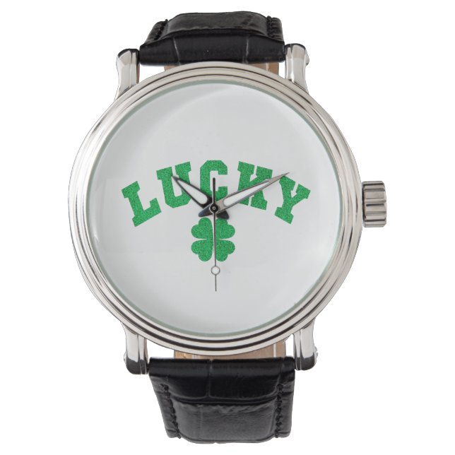 Glücksklee Saint Patricks Day Beidseitig Bedruckt Armbanduhr (Vorderseite)