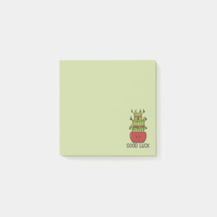 Glückspflanze Bambus mit Gruß Post-it Klebezettel