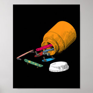 Glückspillen Skateboard Lustiger Skater Liebt Skat Poster