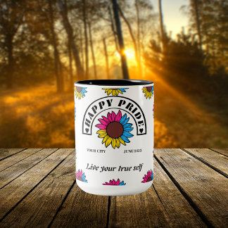 Glückspilz für LGBTQ: Sonnenblume in Pansexual Col Zweifarbige Tasse