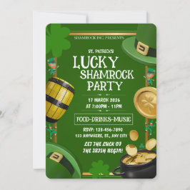Glückspilz Shamrock Party St. Paddy's Day Anpassba Einladung