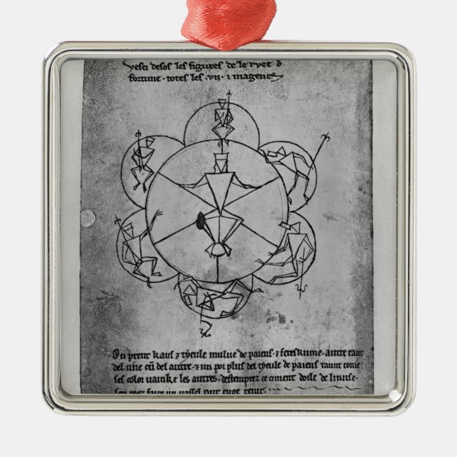 Glücksrad. Formel für eine Keramik Silbernes Ornament (Vorne)