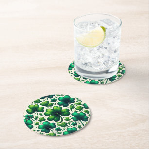 Glücksschamrock-St.-Patrick's-Day-Papierservietten Runder Pappuntersetzer