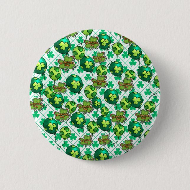 Glücksschleifen-Ballon St. Patricks Tag Design 🍀 Button (Vorderseite)