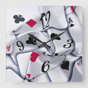 Glücksspielkarten Quadratische Wanduhr